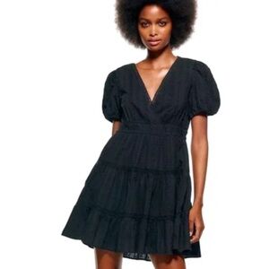 Zara Black Puff Sleeve Cotton Dress